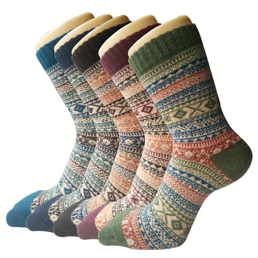 5 Pairs Women's Winter Warm Thick Soft Mid-calf Socks