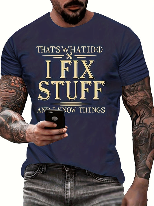 Breathable Men's Letter Print T-Shirt for Running and Training - Comfortable Summer Sports Top with Humorous Design